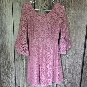 She + Sky Mauve BOHO Lace Dress